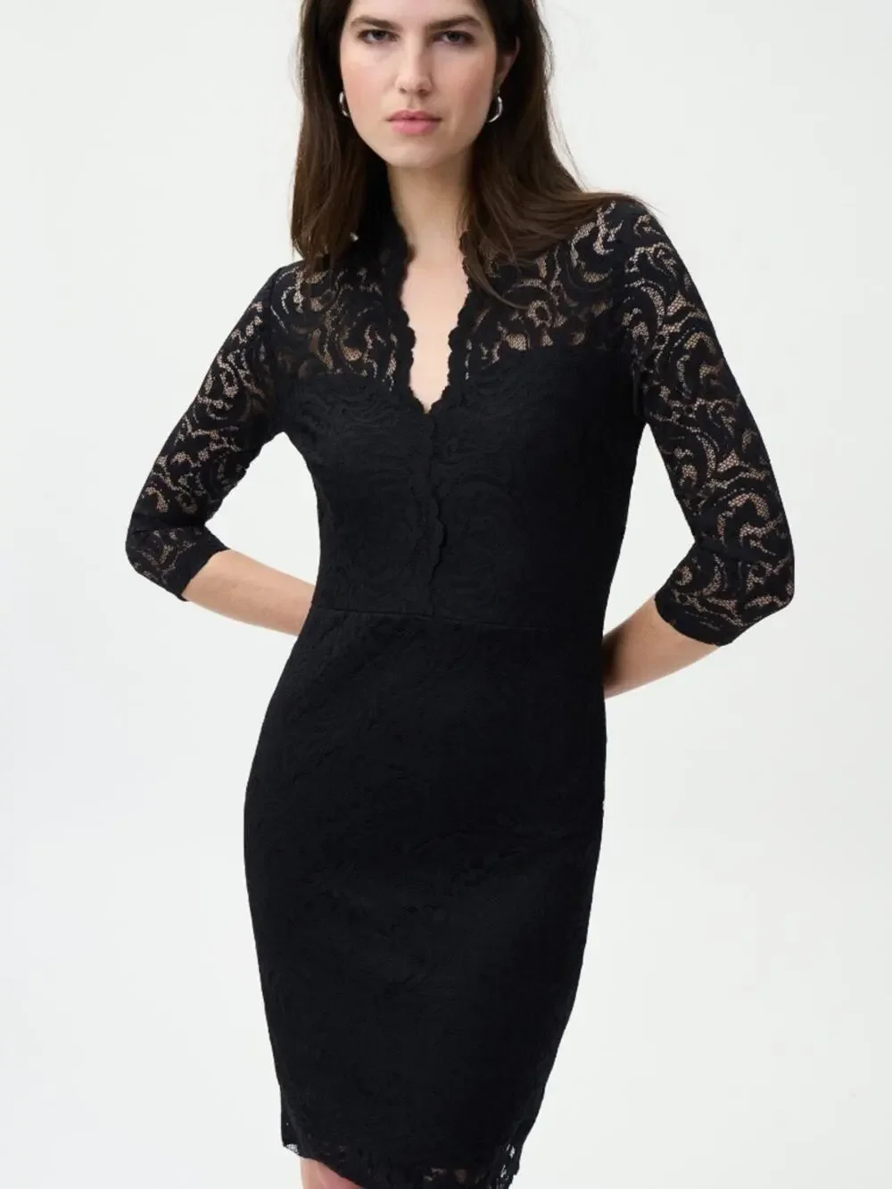 Joseph Ribkoff black lace overlay dress size 10 NWT classic elegant cocktail